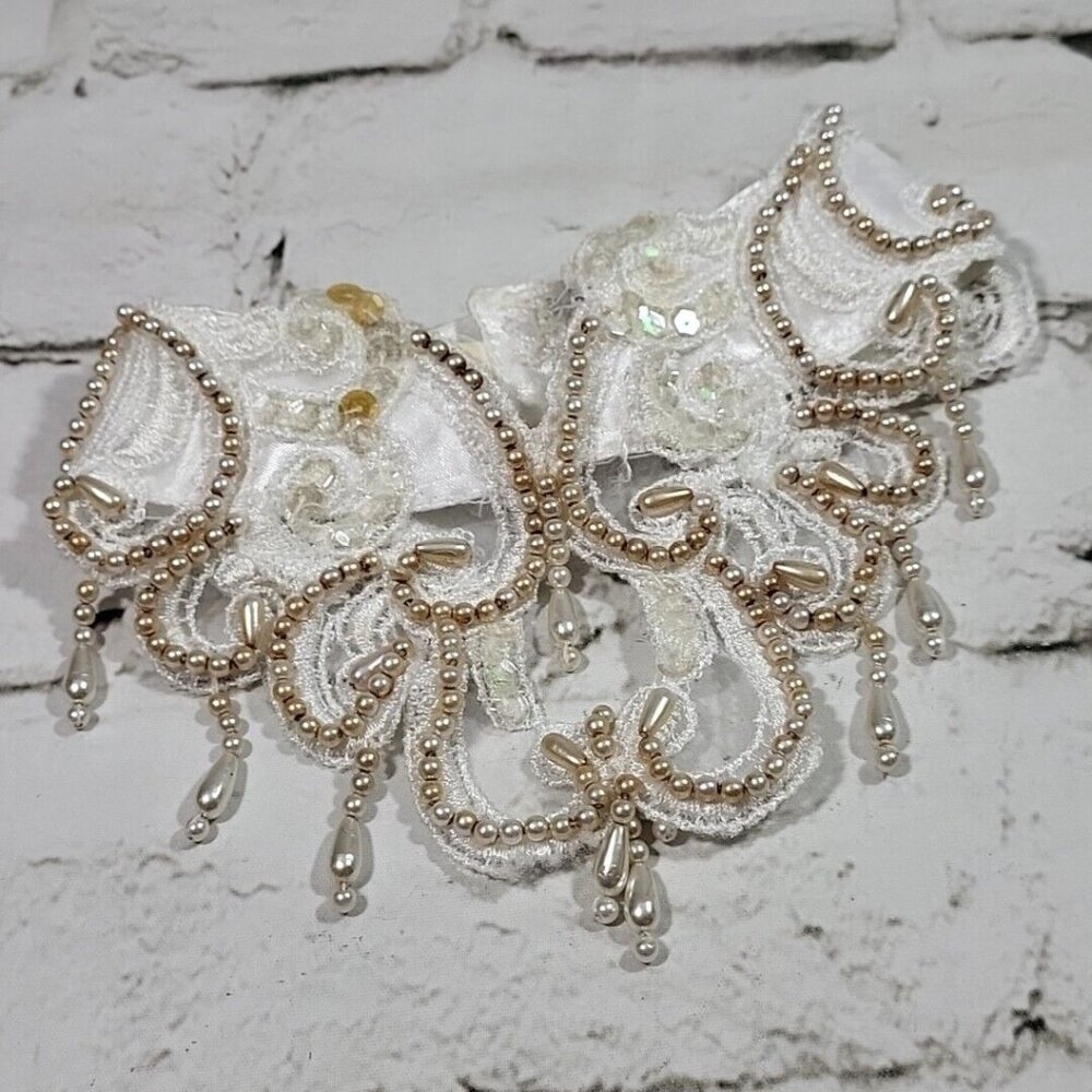 Vintage Beaded Bridal Collar Sequined Detached Wedding Choker MCM Sz 10 Flaw